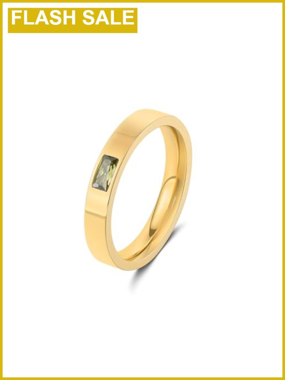 14K Gold Plated Birthstone Ring Stackable Band Hypoallergenic CZ Statement Ring